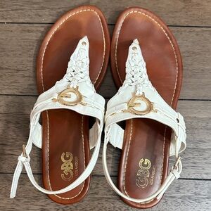 GBG Los Angeles Women's Cream Braided Sandals